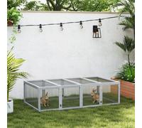 PawHut Wooden Rabbit Hutch Cage House w/ Wire Mesh, Grey, Grey