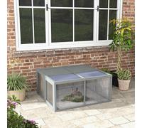 PawHut Rabbit Hutch, Folding Portable Wooden Rabbit Run with Openable Top, for 2-3 Rabbits, Guinea Pig Run for Outdoor, Garden - Grey