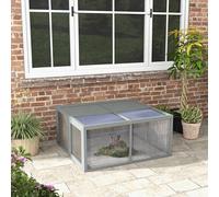 PawHut Rabbit Hutch, Folding Wooden Rabbit Run with Openable Top, Grey