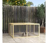 PawHut Rabbit Hutch, Folding Wooden Rabbit Run with Openable Top, Natural - Fir wood, steel wire - Natural wood - 1