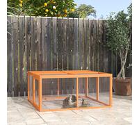 PawHut Orange Folding Wooden Rabbit Hutch with Openable Top