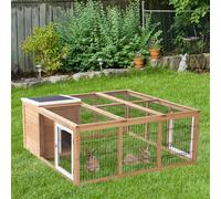 PawHut Rabbit Hutch, Guinea Pig House Outdoor Cage w/Openable Top, Yellow