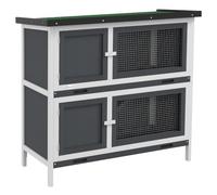 PawHut Rabbit Hutch Guinea Pig Hutch Openable Roof 100 x 47 x 91cm Grey