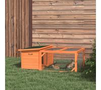 PawHut Rabbit Hutch, Guinea Pig Hutch Outdoor with Run & Open Roof, Orange