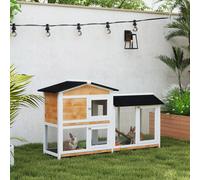 PawHut 2-Tier Wooden Rabbit Hutch Guinea PIG House Pet Cage Outdoor w/Tray Ramp