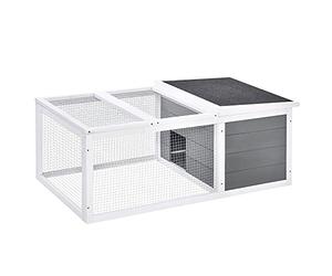 PawHut Rabbit Hutch Guinea Pig Hutch Wooden Small Animal Cage Rabbit Run Duck House with Openable Roof for Indoor Outdoor 115 x 66 x 47.5 cm