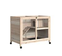 PawHut Rabbit Hutch Indoor with Wheels 2 Layers 91.5 x 53.3 x 73 cm Natural