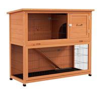 Pawhut Two-Tier Rabbit Hutch, 102Cm Cage With Run, Doors, Tray, Ramp, Asphalt Roof In Orange Orange