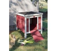 PawHut Rabbit Hutch, Bunny Cage Outdoor Wooden House w/Asphalt Roof, Red | Outdoor Use, Rabbit Hideaway, Cat House, Bunny Cage, Small Animal House