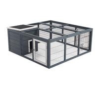 PawHut Rabbit Hutch Outdoor, Guinea Pig House, Bunny Run Cage with Openable Top for 2 Rabbits, 123 x 120 x 52cm, Grey