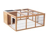 PawHut Rabbit Hutch Outdoor with Openable Top 123 x 120 x 52cm Yellow