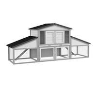 PawHut Large Rabbit Hutch with Run - Tray - Ramp - Wooden Guinea Pig House - Grey | TJ Hughes White