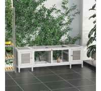 PawHut Rabbit Hutch Separable Guinea Pig Cage Bunny Run w/ Slide Out Tray - Grey - Grey - Fir, Steel - 1