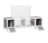 PawHut Rabbit Hutch Slide Out Tray for 2-4 Rabbits 161 x 50.5 x 53.3cm Grey | Wooden Guinea Pig Hutch, Separable Rabbit Run, Indoor Use