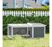 Pawhut Rabbit Hutch Small Animal Cage Pet Run Cover In Grey Grey