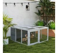 PawHut Rabbit Hutch Small Animal Guinea Pig House with Openable Roof Grey