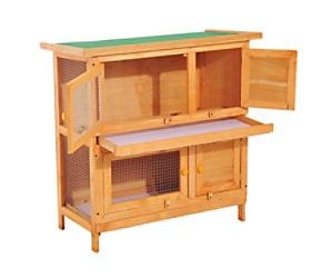PawHut Rabbit Hutch Vintage Yellow, Green 450 mm x 900 mm x 900 mm
