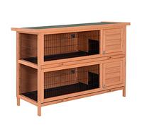 PawHut Rabbit Hutch with No-Leak Trays, Divider, 136 x 50 x 93cm, Orange