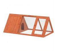 PawHut Rabbit Hutch Wooden Guinea Pig Hutch, Rabbit Run, Doors, Orange | Triangle Bunny House for Small Duck Chicken, Indoor Outdoor Use