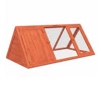 PawHut Rabbit Hutch, Wooden Guinea Pig Hutch with Run and Doors, Outdoor Triangle Bunny House for Rabbits,Duck and Chicken