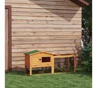 Pawhut Rabbit Hutch, Wooden Guinea Pig Hutch With Run & Tray, Yellow