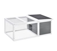 PawHut Rabbit Hutch Wooden Rabbit Run Openable Roof 115 x 66 x 47.5 cm | Guinea Pig Hutch, Small Animal Cage, Duck House, Indoor Outdoor Use, Easy to Clean
