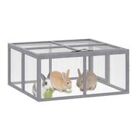 Pawhut Rabbit Run 6ft with Wire Mesh Openable Roof 110 x 105 x 50 cm Grey