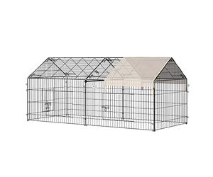 PawHut Rabbit Run Guinea Pig Cage with Cover, 220 x 103 x 103 cm, Beige