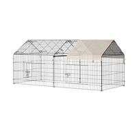 PawHut Rabbit Run Guinea Pig Cage with Cover, 220 x 103 x 103 cm, Beige | Rabbit Cage, Guinea Pig Cage, Sun Protection Cover, Metal Enclosure, Small Animals, Chickens, Ferrets