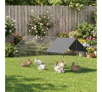 PawHut Rabbit Run, Pet Playpen w/ Protective Cover, 180 x 75 x 75 cm, Black