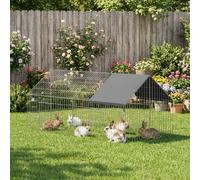 Pawhut Rabbit Run, Pet Playpen W/ Protective Cover, 180 X 75 X 75 Cm, Black Black