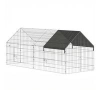 PawHut Rabbit Run with Protective Cover for Small Animals, Chickens, Guinea Pigs, Tortoises, 180 x 75 x 75 cm, Black