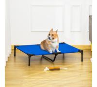 PawHut Raised Dog Bed Cat Elevated Lifted Portable Camping w/ Metal Frame Blue (Large) Blue