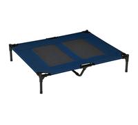 Pawhut Large Raised Dog Bed Cat Elevated Lifted Cooling Portable Camping Basket Outdoor Indoor Mesh Pet Cot Metal Frame Brown In Blue Blue