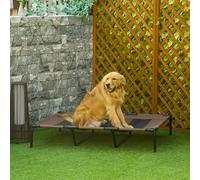 PawHut Raised Dog Bed Cooling Elevated Pet Cot with Breathable Mesh for Indoor Outdoor Use Brown