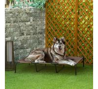 PawHut Raised Dog Bed Cooling Elevated Pet Cot with Breathable Mesh for Indoor Outdoor Use Brown, XX Large, 122 x 92 x 23cm Brown