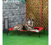 PawHut Raised Dog Bed Cooling Elevated Pet Cot with Breathable Mesh for Indoor Outdoor Use Red, XX Large, 122 x 92 x 23cm