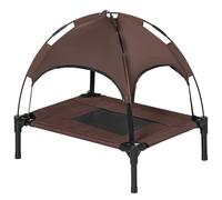 PawHut 61 cm Elevated Dog Bed Cooling Raised Pet Cot UV Protection Canopy Brown