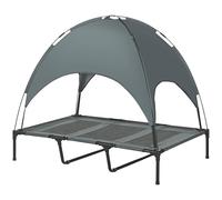 Pawhut Raised Dog Bed Waterproof Elevated Pet Cot For Medium Dogs 76 X 61 X 73Cm In Grey Grey