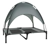 Pawhut Raised Dog Bed Waterproof Elevated Pet Cot With Breathable Mesh Uv Protection Canopy Grey