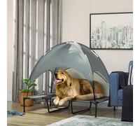 PawHut Raised Dog Bed Waterproof Elevated Pet Cot with Breathable Mesh UV Protection Canopy Grey