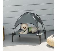 PawHut Raised Dog Bed Waterproof Elevated Pet Cot with Breathable Mesh UV Protection Canopy Grey