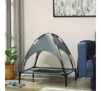 PawHut Raised Dog Bed Waterproof Elevated Pet Cot with Breathable Mesh UV Protection Canopy Grey