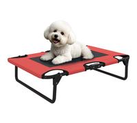 PawHut Raised Dog Bed, Portable Elevated Pet Cot with Breathable Mesh for Indoor Outdoor, for Small Medium Dogs, 75 x 51 x 18 cm, Red