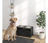Pawhut Raised Dog Bowl, Elevated Dog Bowls With Slow Feeder Dog Bowl In Black Black