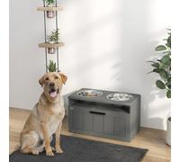 PawHut Raised Dog Bowl with Slow Feeder, Drawer for Extra Large Dogs, Grey
