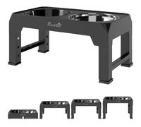 PawHut Raised Dog Bowl, Foldable Elevated Dog bowls with Slow Feeder, 4 Adjustable Heights, for Small Medium Large Breeds