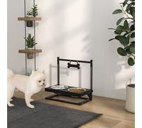 PawHut Raised Dog Bowl, Elevated Dog Bowl with Adjustable Height Stand, 2 Stainless Steel Bowls, for Small Medium Large Dogs - Black