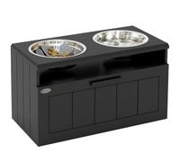 PawHut Raised Dog Bowl with Slow Feeder, Drawer for Extra Large Dogs, Black