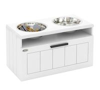 PawHut Raised Dog Bowl with Slow Feeder, Drawer for Extra Large Dogs, White